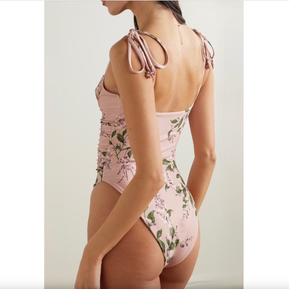 Agua By Agua Bendita Rabano Wisteria One-Piece Ruched Swimsuit - Picture 1 of 16